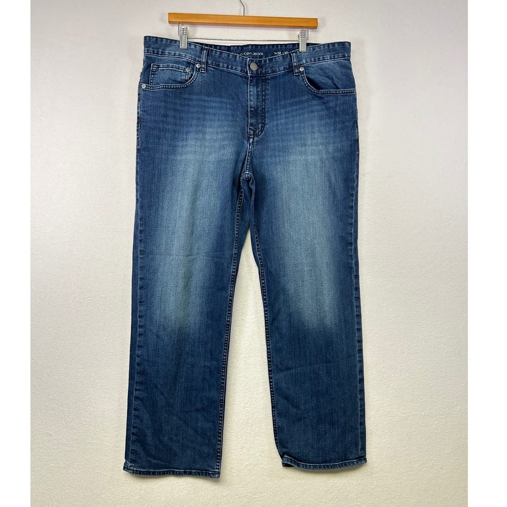 Calvin Klein Jeans‎ Mens W38 L30 Straight Leg Blue Wash Denim Pants